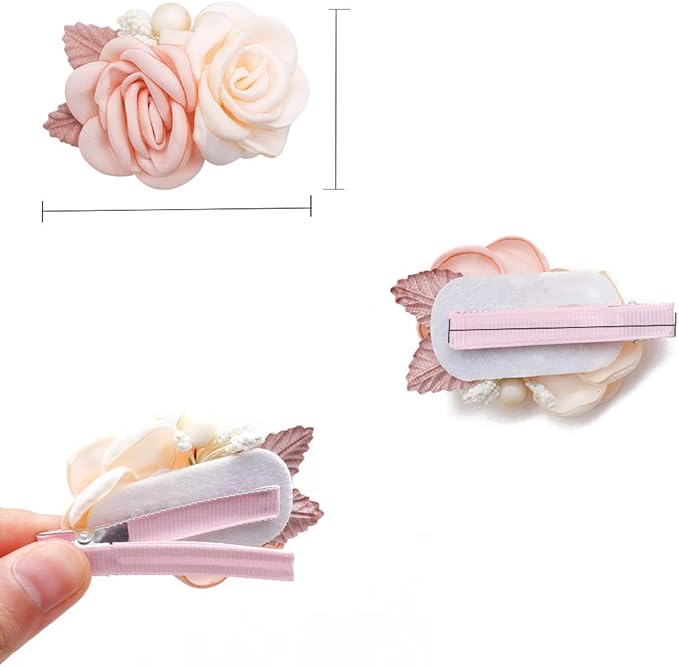 Flower Hair Clip for Baby Girl, Lightweight Hair Bow with Boutique Fully Lined Alligator Clip for Toddler Teens Gifts