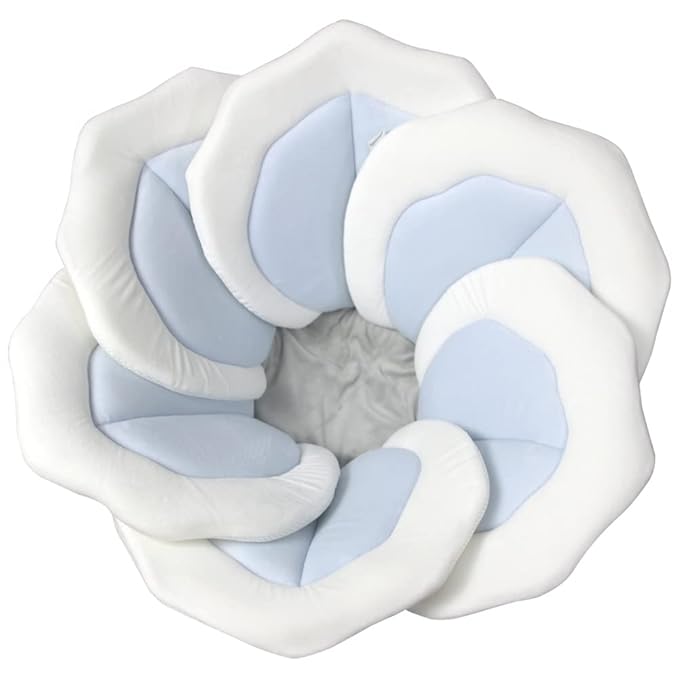 Baby Bath Pad for Infant Bathtub Sink Flower Mat Tub Little Lotus - Petal Soft Supports Lounger Newborn Bathing Insert Seat Baby Essentials - Baby Gifts - 31" (Blue)