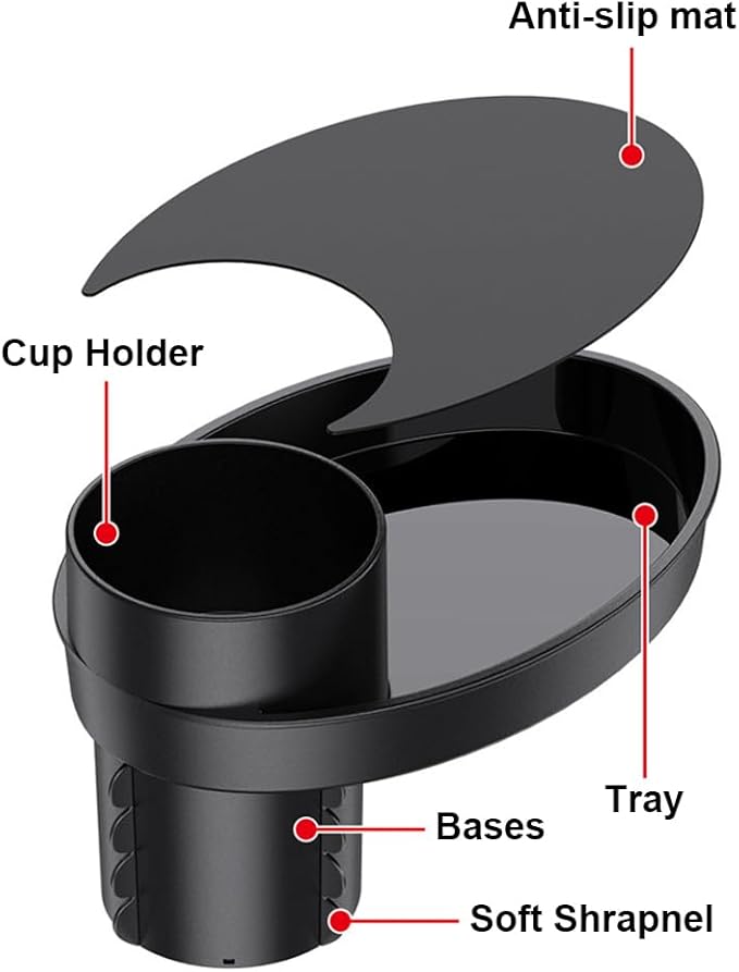 Shkalacar Car Seat Snack Tray, Portable Cup Holder Plate with Plate Organizer Rotatable Carseat Cup Holder with Food Trays Car Seat Tray for Kids Travel