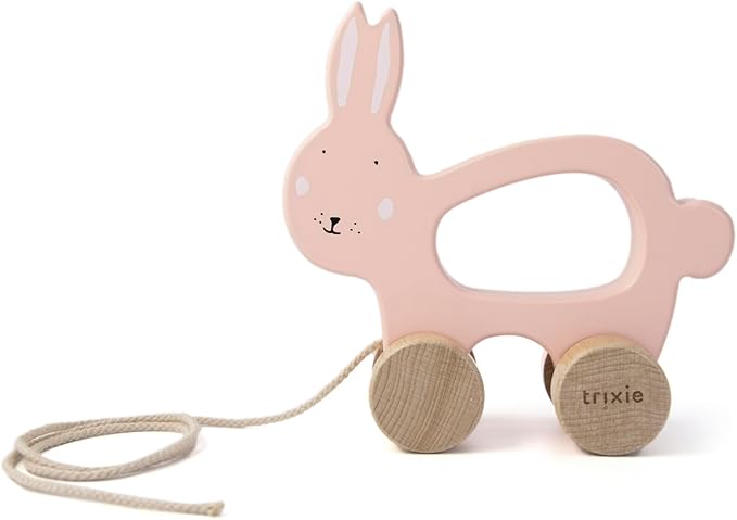 Trixie Mrs. Rabbit Pull Along Toy - FSC-Certified Wood - 12m+ - Pink