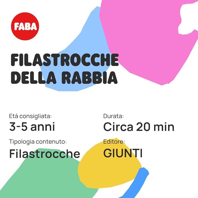 FABA Personaggio Sonoro Filastrocche Della Rabbia - Filastrocche - Giocattolo, Educational Content, Italiana Version, Bambini 0+ Anni