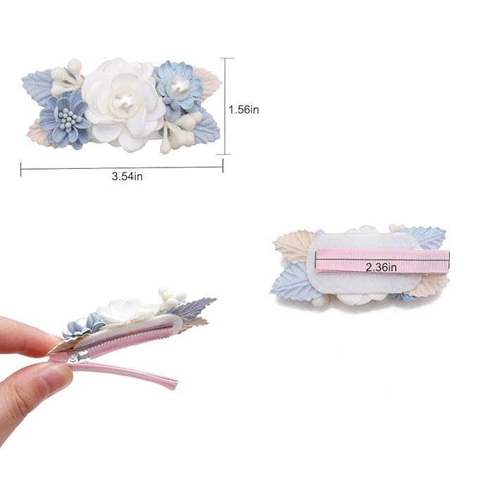 Flower Hair Clips Set-Cherrboll 3pcs Floral Hair Bow Accessories for Baby Girl Toddles Teen Gifts