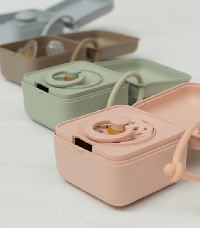 BIBS Pacifier Box with Loop for Storing & Carrying Soothers | 100% BPA Free Material | Designed & Made in Denmark | Blossom