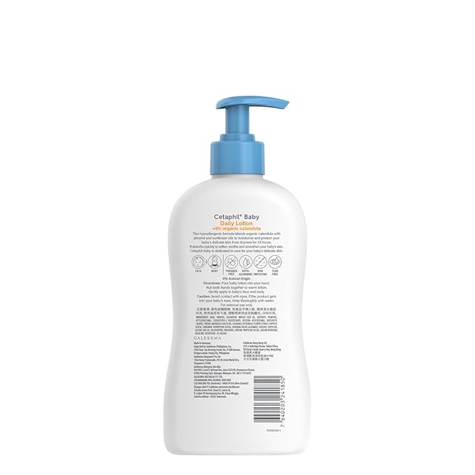 Cetaphil Baby Daily Lotion with Organic Calendula |Vitamin E | Sweet Almond & Sunflower Oils |13.5 Fl. Oz (Pack of 2)