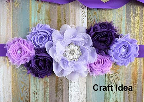 YYCRAFT 15pcs Purple/Lavender Chiffon Lace Hair Flower for Girls Headband Baby Flowers Bows,Crafts,Party Decoration(2"-4.5")