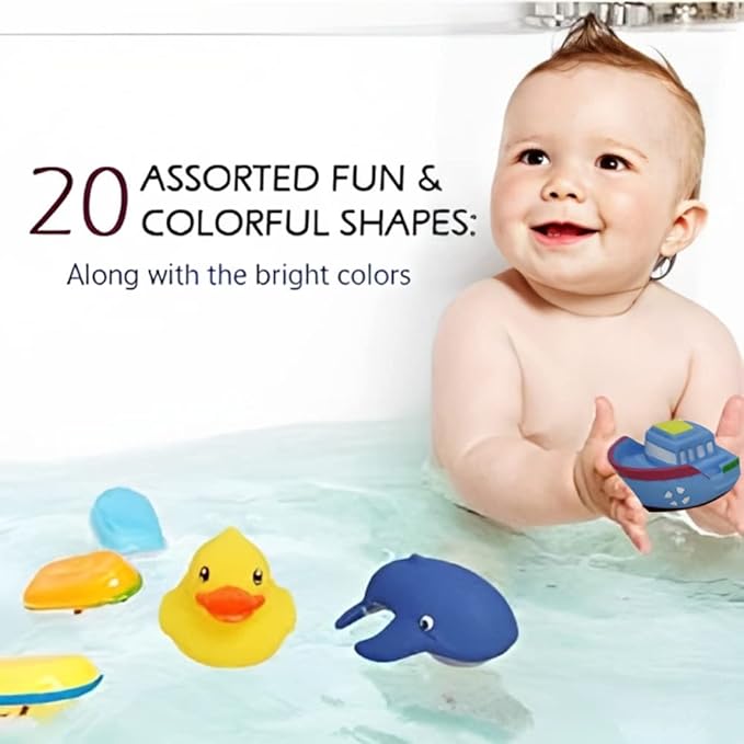 Dimple Set of 20 Floating Bath Toys, Sea Animals Squirter Toys for Boys & Girls, Assorted Sea Animals Friends, Squeeze to Spray! Tons of Fun, Great for Kids & Toddlers