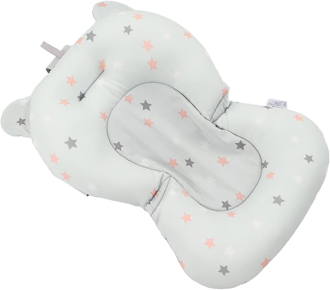 Baby Bath Seat, Baby Bath Cushion Floating Newborn Bathtub Mat Baby Bath Mat Infant Bath Supporter Net Baby Bathtub Pillow Bath Supporter for Newborn (Light Blue Stars)