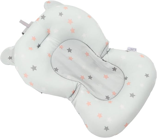 Baby Bath Seat, Baby Bath Cushion Floating Newborn Bathtub Mat Baby Bath Mat Infant Bath Supporter Net Baby Bathtub Pillow Bath Supporter for Newborn (Light Blue Stars)