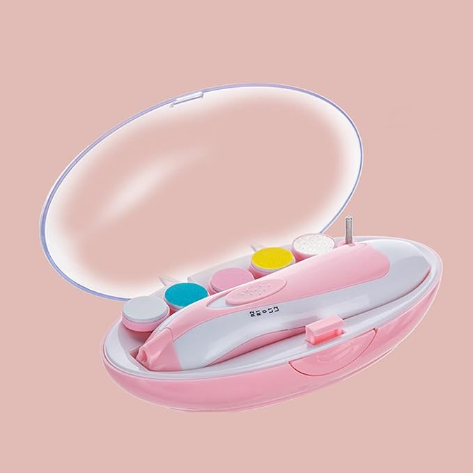 Electric Nail Clipper, 6 in 1 Electronic Baby Nail Clipper File Safe Grinding Heads Nail Trimmer Set for Newborn Manicure (B)