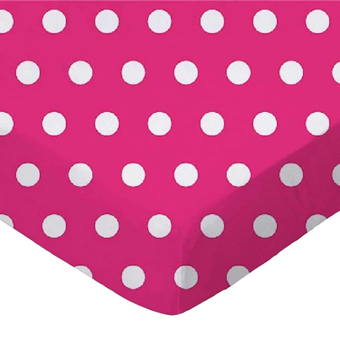 SheetWorld Fitted 100% Cotton Percale Pack N Play Sheet Fits Graco Square Play Yard 36 x 36, Polka Dots Hot Pink, Made in USA