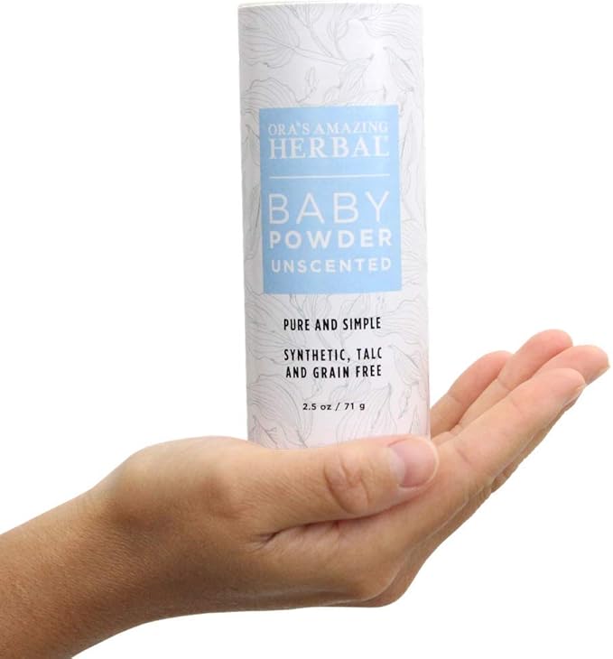 Baby Powder Talc-Free, Cornstarch Free Baby Powder, Unscented Fragrance Free Powder, Arrowroot Clay and Organic Plantain Leaf Powder, Ora’s Amazing Herbal, 2.5 oz
