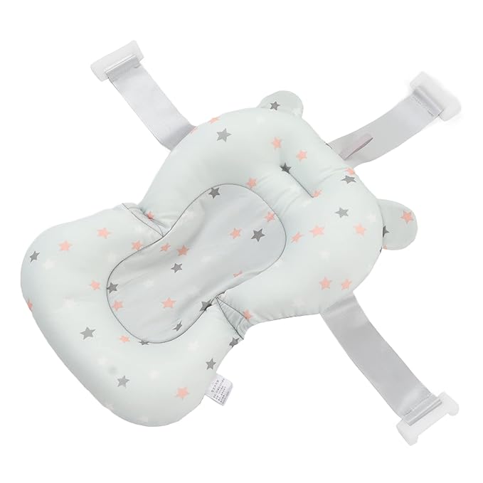 Baby Bath Seat Cushion, Baby Bath Support Cushion Floating Safe Foldable, Adjustable Baby Bath Suspension Pad Infant Bath Supporter for Newborn (Light Blue Stars)