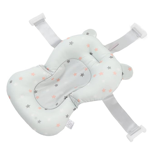 Baby Bath Seat Cushion, Baby Bath Support Cushion Floating Safe Foldable, Adjustable Baby Bath Suspension Pad Infant Bath Supporter for Newborn (Light Blue Stars)