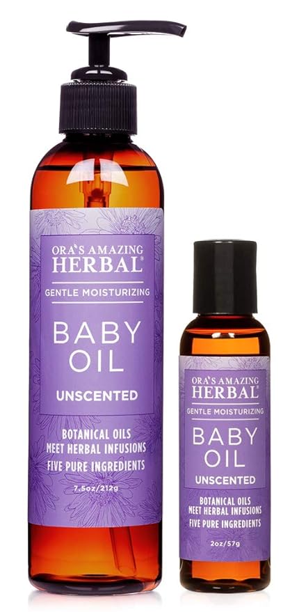 Ora's Amazing Herbal Travel Size Natural Baby Oil, Calendula Oil for Baby, Infant Massage, Cradle Cap, Hair Oil, Multipurpose Baby Oil, OAHerbal