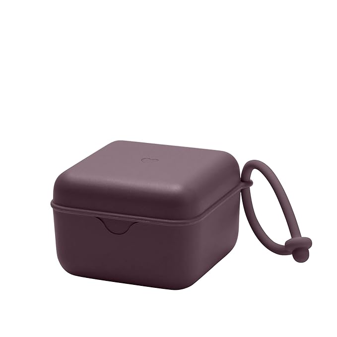 BIBS Pacifier Box with Strap. Pacifier Holder and Steriliser case. 100% BPA Free Food-Grade Material - Plum
