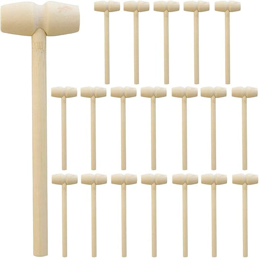 NODG 20 Pcs Mini Wooden Hammer Solid Crab Lobster Mallet Small Shell Wood Cracker Hardwood Pounding Toy for Breakable Heart Cracking Seafood Chocolate Kids