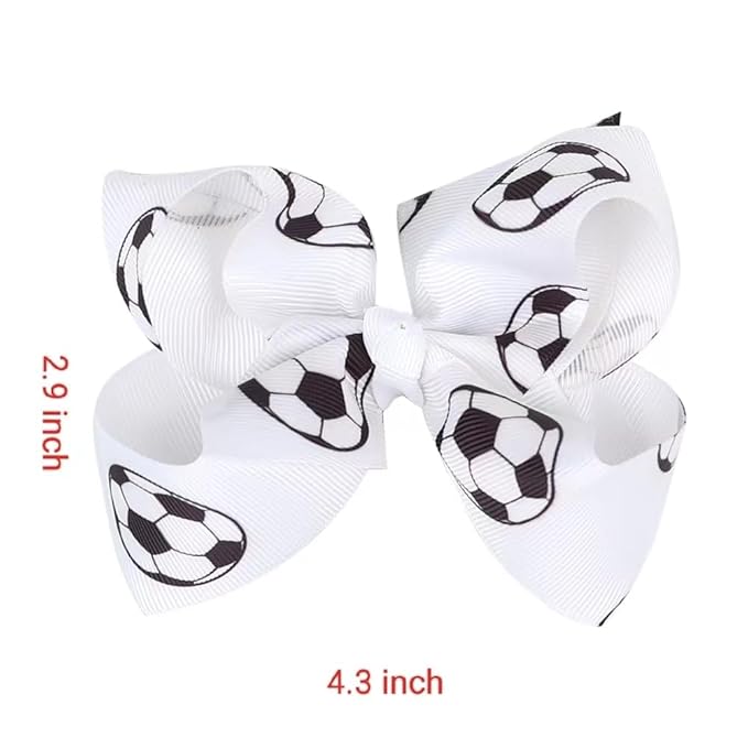 Soccer Hair Accessories, Soccer Hair Bows, Soccer Ball Bow，Soccer Ribbon Bow Hair Clips ，bows Hair Accessories for girls.A (Blue)