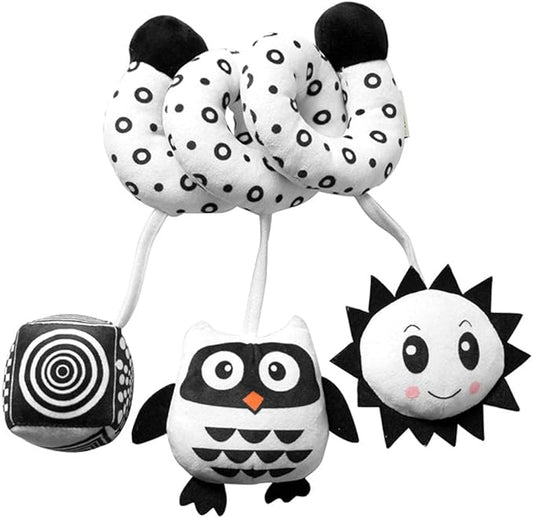 Baby Crib Pram Hanging Toys, Animal Stroller Car Seat Toy Hanging Rattles Bedside Crib Trolley for Newborn Kids (owl)
