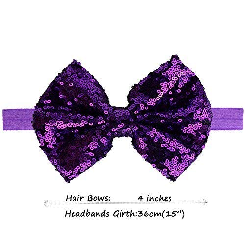 CellElection 15Pcs Baby Girls Headbands 4'' Big Boutique Bling Sparkly Glitter Sequin Hair Bows Headband Elastic Hair Bands Hair Accessories for Toddlers Infants Newborns