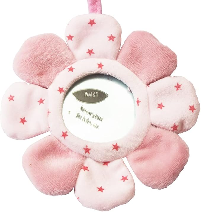 Baby Car Seat Toys, Infant Activity Spiral Plush Toys Hanging Stroller Toys for Baby Girl and Boy with Distorting Mirror (Pink Pig)