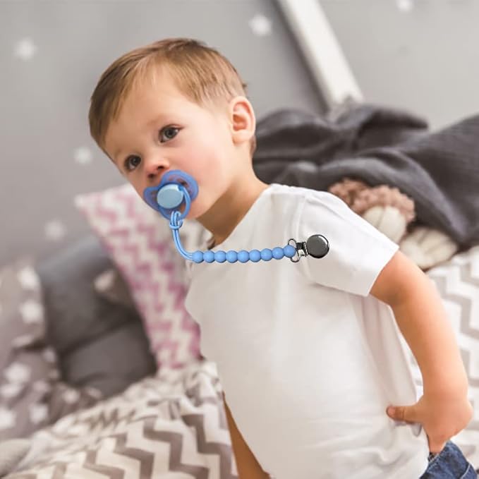 Pacifier Clip for Boys Girls - MORIBOX Paci Clip Soothie Baby Binky Holder for Shower Gift Birthday 2 Pack