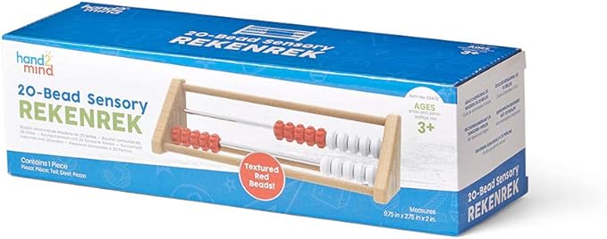 hand2mind 20-Bead Wooden Sensory Rekenrek Abacus, Abacus for Kids Math, Wooden Counting Math Manipulatives, Bead Counters for Kids Math, Learn Counting and Numbers, Homeschool Supplies (Set of 1)