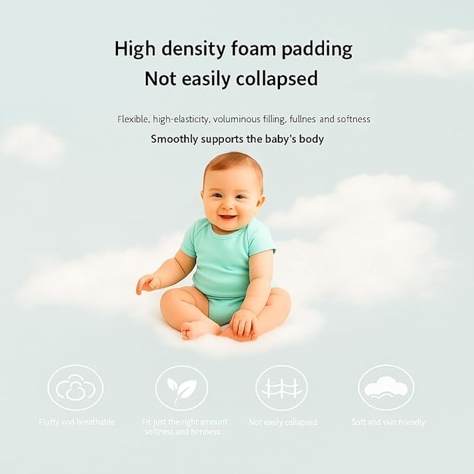 Newborn Baby Lounger with Adjustable Safety Bumper, Hypoallergenic Infant Support & Rest Pillow for Travel, Tummy Time & Co-Zone Comfort, Lightweight 3.31 lbs
