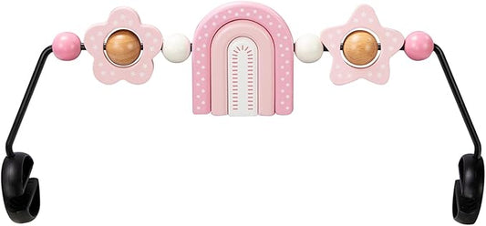 TinlyFinly Baby Bouncer Toy Bar Wooden Compatible with Baby Bjorn Bouncers, Bouncer Toy Attachment, Tight and Secure Fit, So Fun to Watch, Touch and Spin for Babies All Ages (Pink Rainbow)