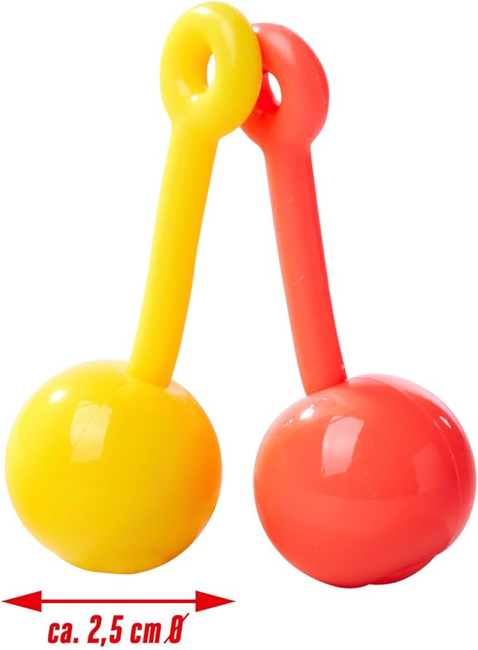 Simba 105952679 Bounzyball Double Pack, 3 Assorted Designs, Only One Item Delivered, Rubber Trickball with Rubber Cord and Finger Loop, Diameter: 2.5 cm, from 5 Years