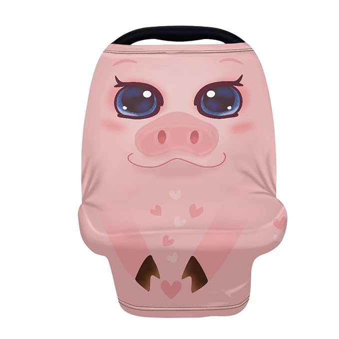Forchrinse Cartoon Pig Infant Carseat Canopy for Girls Boys Soft Nursing Cover Breastfeeding Scarf,High Chair/Stroller/Shopping Cart