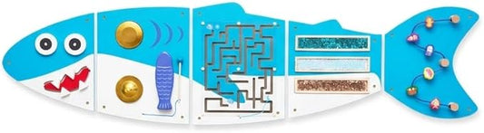 Monläurd® Shark Montessori Busy Board, Sensory Board, Educational Toys, Sensory Wall Panel, Wall Toys, Daycare Furniture, Playroom Furniture, Learning Toys, Boys and Girls 6 M+