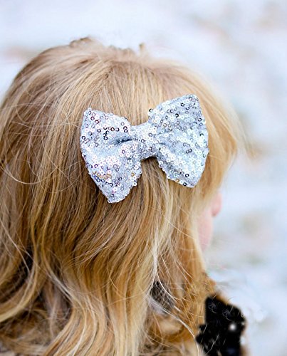 CÉLLOT Party Festival Baby Girls Sparkling Bows Clips 15PCS Glitter Sequins 4" Hair Bows Alligator Hair Clips for Girls Baby Children Toddlers