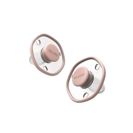 Emulait Baby Pacifier 2-Pack – Soft Silicone Baby Pacifiers for Breastfed Babies, Orthodontic Shape, 6+ Months, Rose