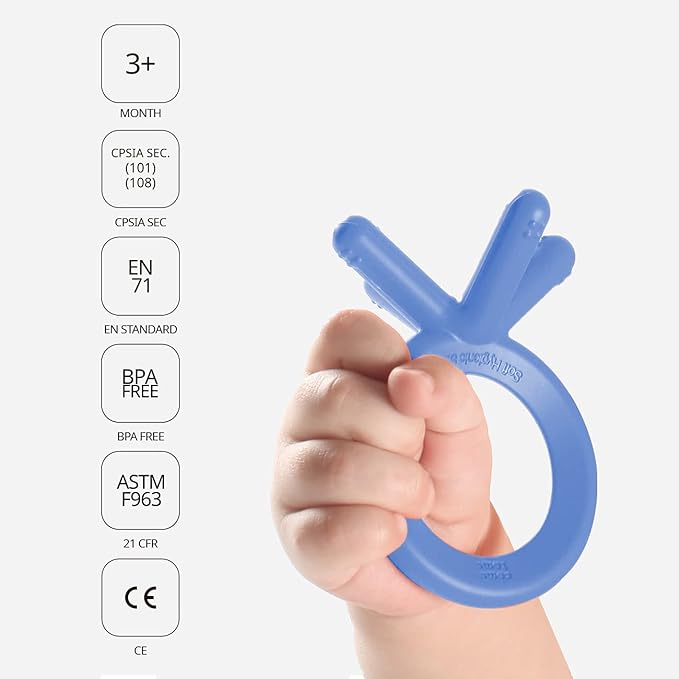 Comotomo Silicone Baby Teether, Blue