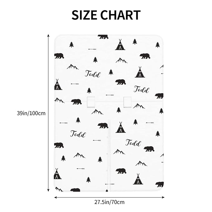 Personalized Woodland Bear and Arrows Baby Infant Car Seats Canopy for Baby with Name, Custom Lightweight Covers for Baby Boys Girls, Minky Nursing Breastfeeding Stroller Cover for Newborn