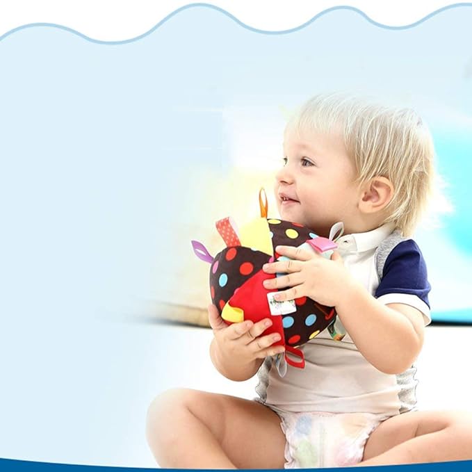 Colorful Tag Chime Ball - Soft Plush Sensory Rattle Toy for Babies Kids Toddlers Infants