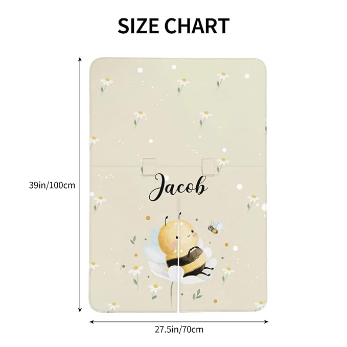 Custom Baby Car Seat Canopy with Name, Personalized Stroller Baby Car Seat Covers for Boys Girls, Minky Nursing Carseat Cover for Breastfeeding, Car Seat Canopies for Infant Newborn(Cute Bee)