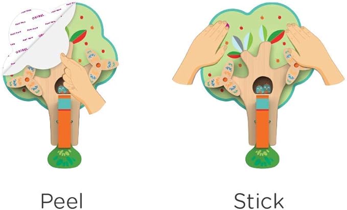 ORIBEL VertiPlay (Wall Toy) Busy Woodpecker, Wooden Toy and Nursery Room Decor | Easy to Install, Just Stick & Play!