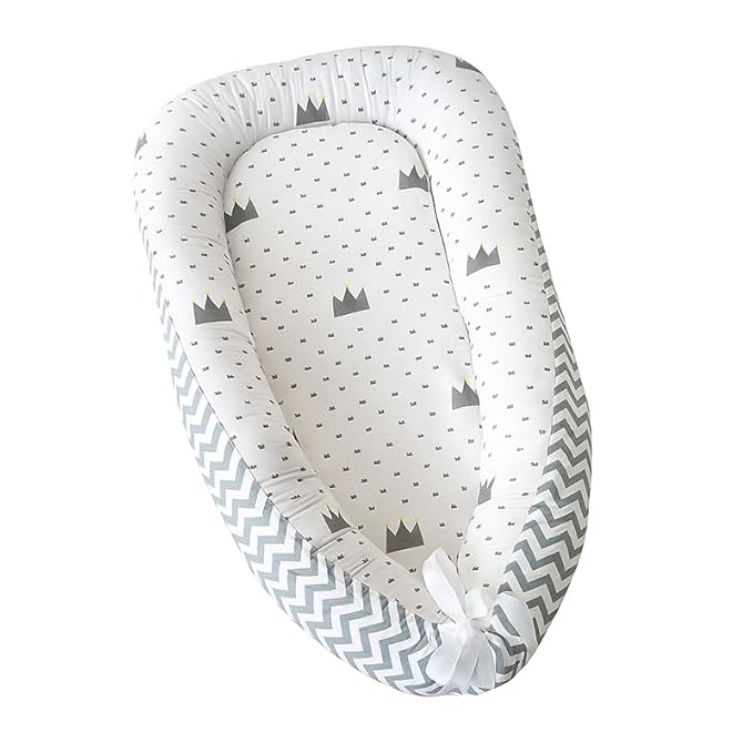 Newborn Baby Lounger with Adjustable Safety Bumper, Hypoallergenic Infant Support & Rest Pillow for Travel, Tummy Time & Co-Zone Comfort, Lightweight2.2 lbs