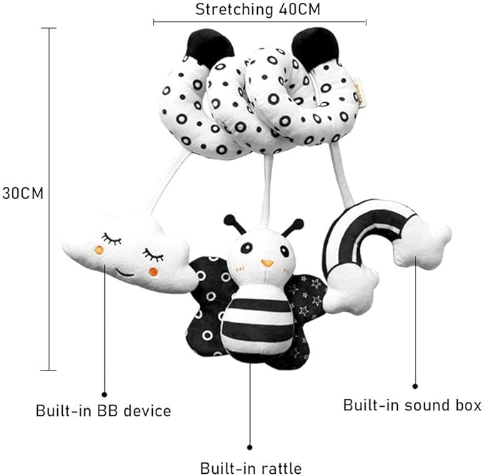 Baby Crib Pram Hanging Toys, Animal Stroller Car Seat Toy Hanging Rattles Bedside Crib Trolley for Newborn Kids (owl)