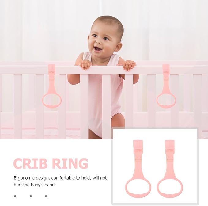 Toddmomy Baby Pull up Rings 4Pcs Lightweight Safety Handles for Infant Walking Training Nursery Playpen Crib Pull up Rings with Smooth Edges for Toddler Support