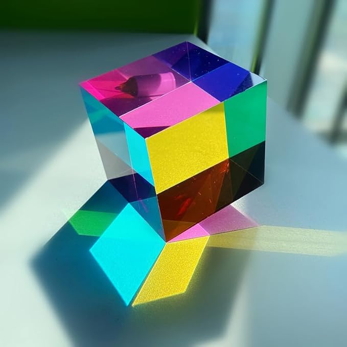 CMY Color Cube, 2.0 inch (50mm) Acrylic Mixing Color Cube Prism for Physics Education Desktop Decoration Scientific Toys,Gifts for Kids