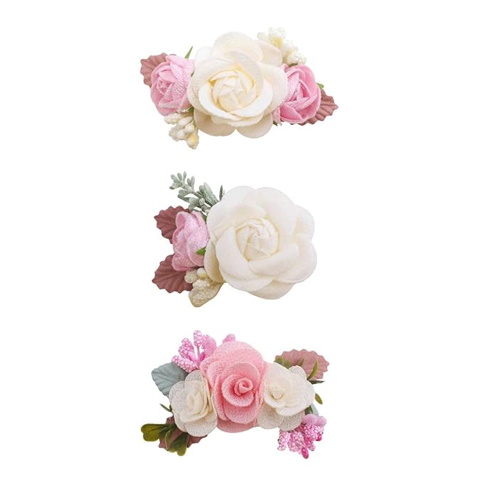 Flower Hair Clips Set-Cherrboll 3pcs Floral Hair Bow Accessories for Baby Girl Toddles Teen Gifts