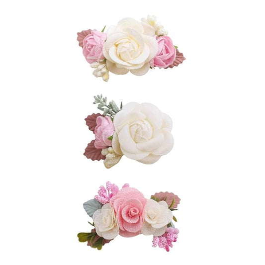 Flower Hair Clips Set-Cherrboll 3pcs Floral Hair Bow Accessories for Baby Girl Toddles Teen Gifts