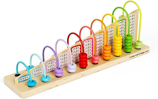 Bigjigs Toys Rainbow Counting Abacus (56 Piece) - Learn Addition & Subtraction, Wooden Numbers & Maths Games, Early Learning Resources for Children, 3+ Years