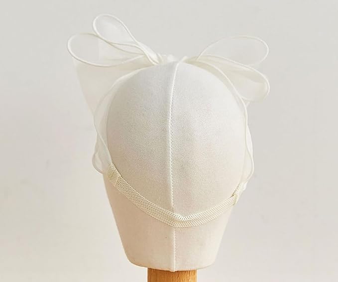 Baby Girls Lace Bow Headband Cute Chiffon Bow-Knot Toddler Hairband Elastic Soft Lace Infants Birthday Party Hair Accessories (White-1, One size)