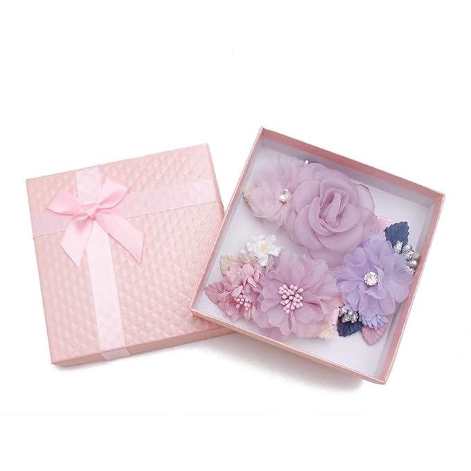Flower Hair Clips Set-Cherrboll 3pcs Floral Hair Bow Accessories for Baby Girl Toddles Teen Gifts