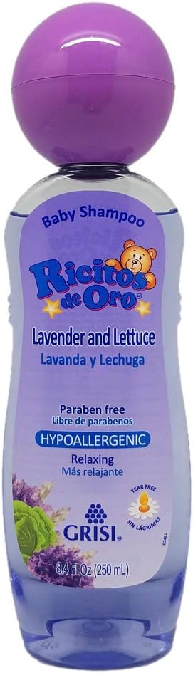 Ricitos de Oro Lavender Shampoo | Baby Shampoo with Pop-Up Rattle Cap, Paraben Free Product for Baby’s Delicate Hair; 8.4 Fl Ounces