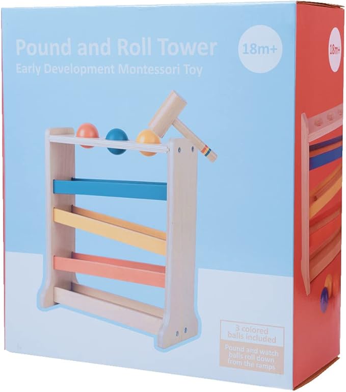 Twefex Montessori Ball Tracker, Award Winning Durable Pound A Ball Drop Toy, Early Developmental Montessori Toys, Wooden Toys for Toddlers 1-3 Year Old - Great Birthday Gift