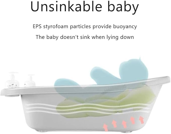 Baby Bath Mat, 52 x 34 x 9 cm Baby Shower Cushion with about 20KG Bearing Range, Baby Bath Support Seat Mat, for 0-1 Years Old Newborn (White Panda)